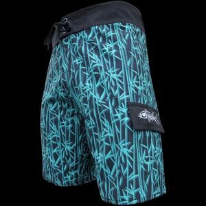 NWT Tormenter Reef Break Board Shorts "Bamboo", Size 29, Black/Green